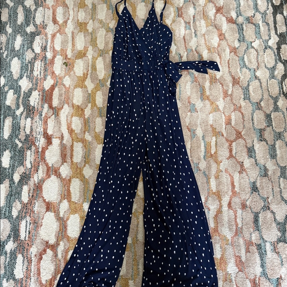 Navy Blue Polka Dot Jumpsuit